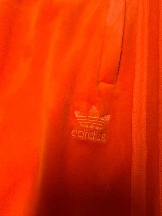 Adidas X Jeremy Scott Orange Soft Velour Wide Leg Long Track Pants Medium - Picture 5 of 10
